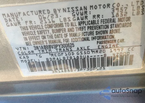 2023 Nissan Sentra S Xtronic Cvt from USA, damaged, VIN 3N1AB8BV3PY300625